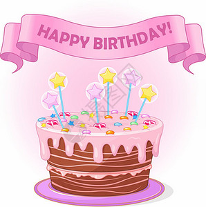 生日蛋糕巧克力生日蛋糕和蜡烛插图插画