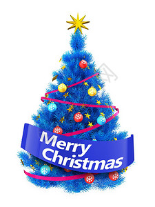 3d蓝色圣诞树图3d蓝色圣诞树白底有金星和蓝色圣诞树有快乐的标志图片