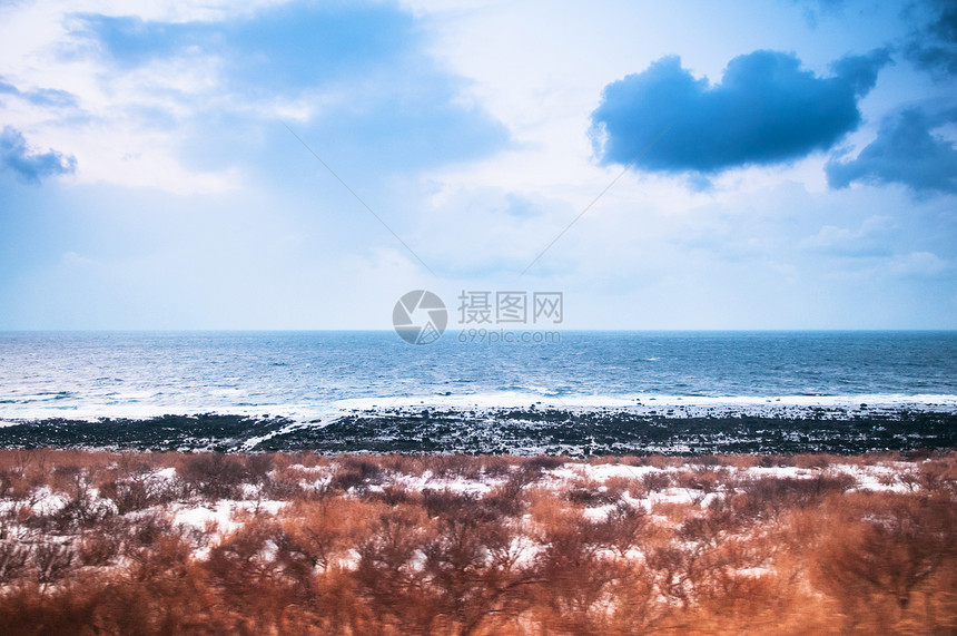 冬天线东北地区平坦的日本海图片