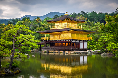 浩坤湖日本京都的金阁寺展馆金阁寺京都日本背景