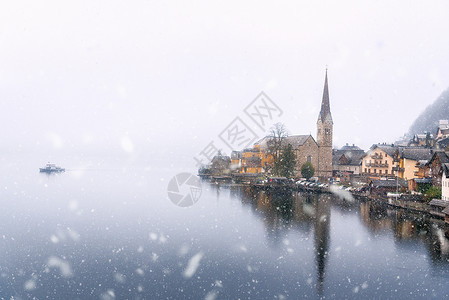 天气主题图象大雪落在halsters和halt村高清图片