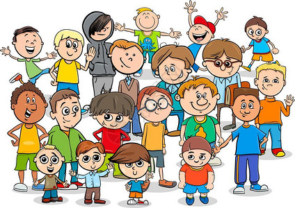 小学龄儿童男孩或青少年角色插图插画