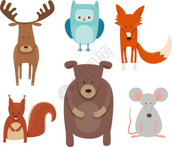 以扫描动物风格显示可爱动物人的漫画插图图片