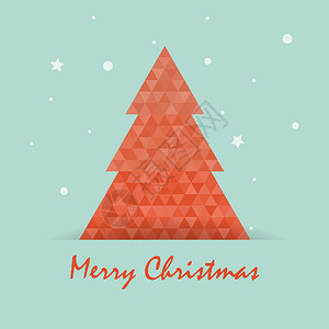 圣诞明信片模板带有圣诞树ery印刷设计要素矢量图图片
