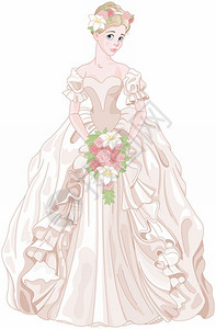 性感礼服外模美丽的公主插图拿着花束插画