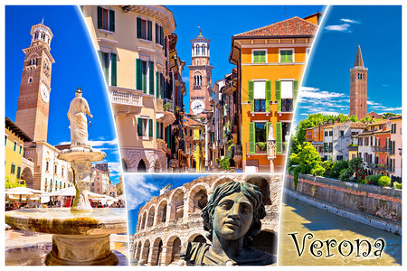 Verona旅游地标明信片签意大利平原地区高清图片