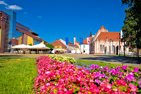 Cakovec市广场和花园风景croati的Medjmure地区图片