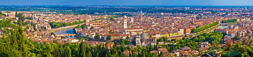 城市维罗纳古老的中心和阿迪格河空中全景意大利平原区域图片