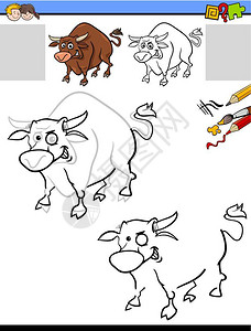 动物儿童绘画和彩色教育插图图片