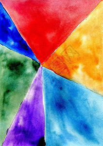 抽象几何背景三角形涂在水彩色中图片