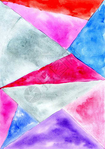 抽象几何背景三角形涂在水彩色中背景图片