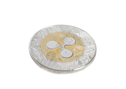 金色波纹硬币孤立在白色背景金色涟漪硬币图片