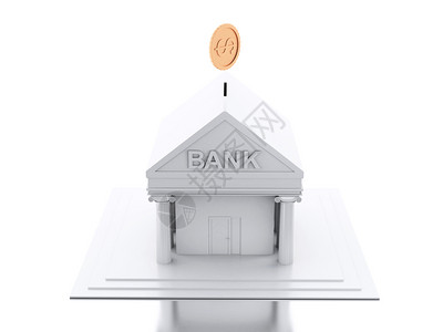3d铸造者图像银行大楼钱币孤立的白色背景图片