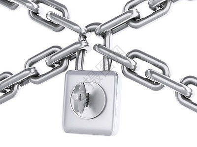 3d铸造者图像锁链安全概念孤立的白色背景图片