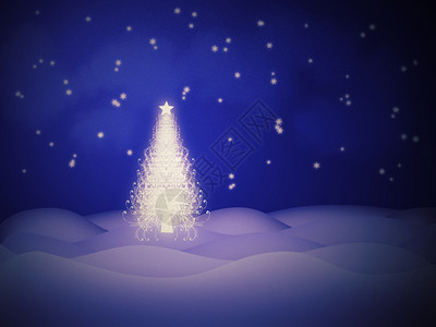 在冬天背景下抽象的圣诞树发光图片