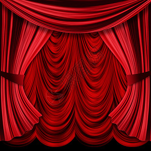 近距离能看到古老的装饰红色剧院舞台窗帘图片