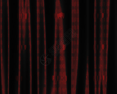 红色的奢侈窗帘有心脏模式背景图片