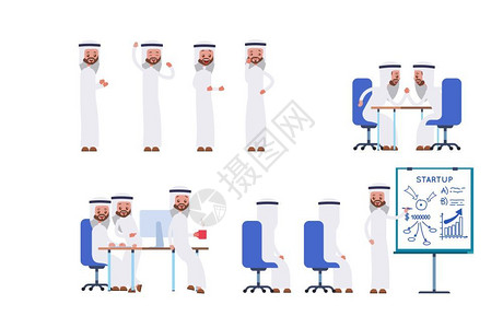 Arabsudi商人卡通字符集图片