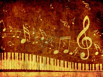 抽象插图钢琴键音乐笔记背面高清图片