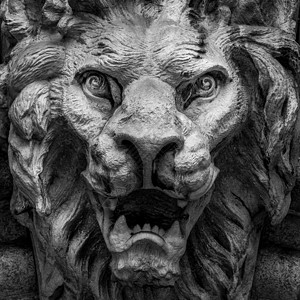 执事由石块制成位于大理石拱门上约30岁坠落的天使像咆哮狮子背景