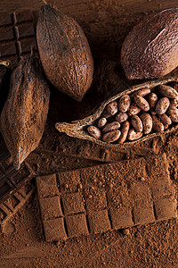 巧克力甜可豆和食物甜点背景可豆巧克力棒和食物甜点背景背景图片