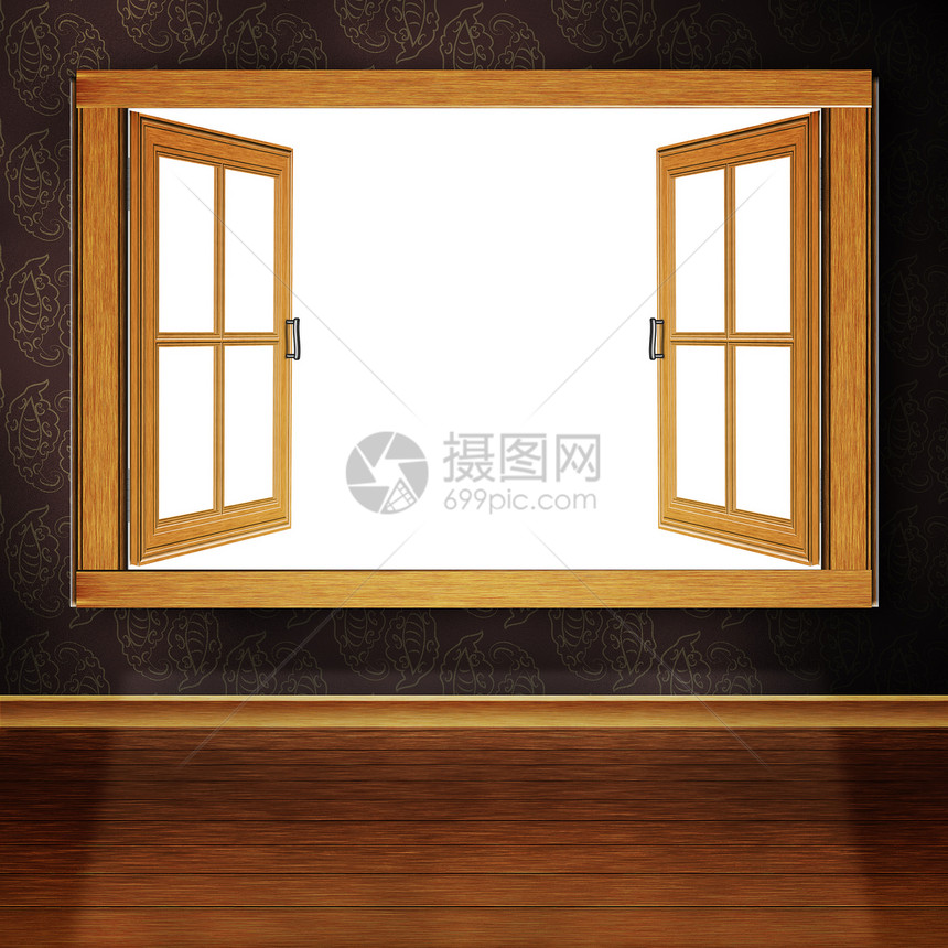 房间的木窗室内房和窗插图图片