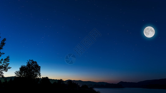 夜空满月星假期私酒高清图片