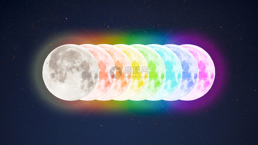 星空下的彩虹月亮图片