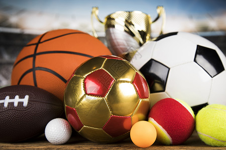体育很多球类什么的很多球类什么的杯获奖者体育设备和球图片