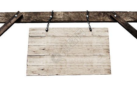 旧木板白色背景的铁链图片