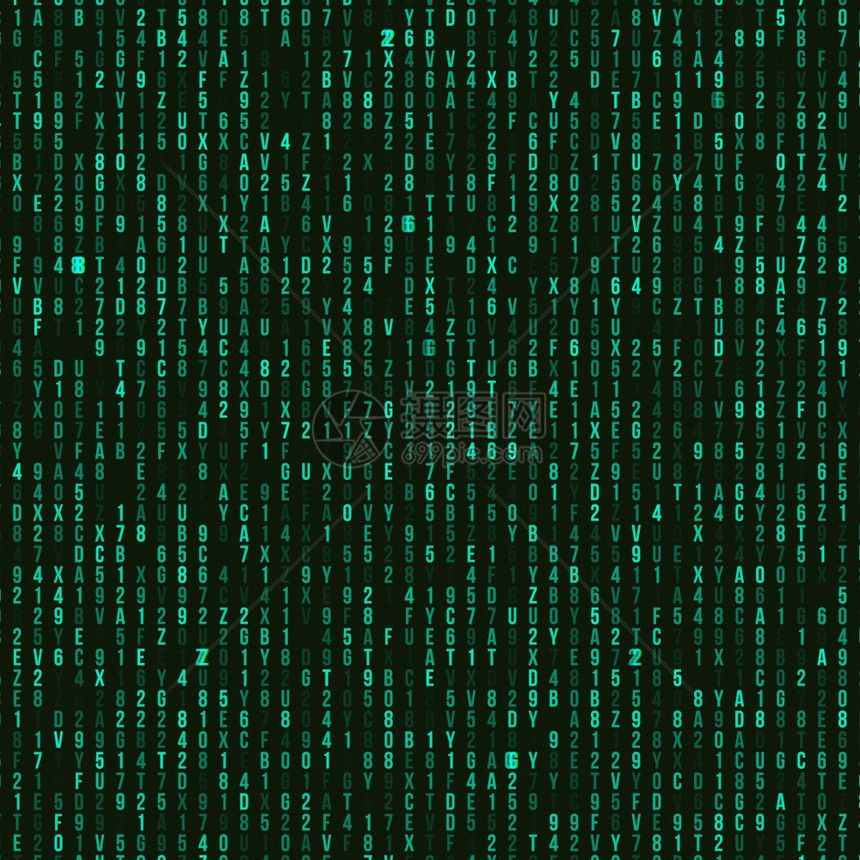 抽象矩阵背景绿色十六进制计算机代码黑客攻击生成计算机代码概念图片