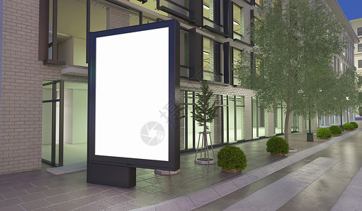 3d铸造者图像街上空白的道广告牌模拟概念街上3d空白的街道广告牌图片