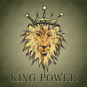 皇家海报狮子有王冠和座手绘矢量图狮子有王座和插画