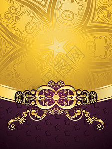 紫色装饰背景装饰金丝带和花岗装饰品图片