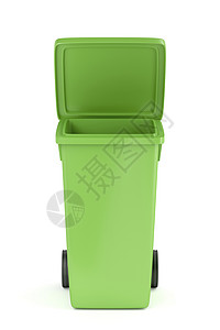 塑料废物容器白色背景的绿回收箱图片