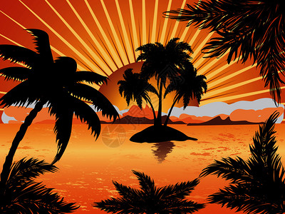 毛伊岛日落日落棕榈树热带景观设计图片