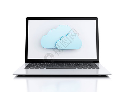 3d插图商业膝上型电脑c白色背景的云计算概念孤立图片