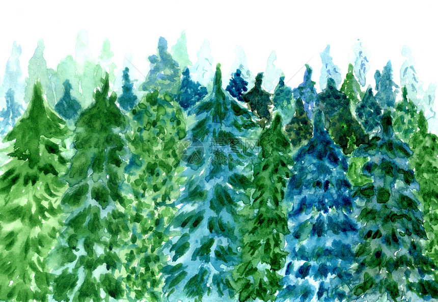 人工绘制的抽象森林景观图解图片