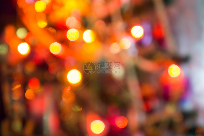 喜庆背景圣诞节树灯光闪耀的bokh图片