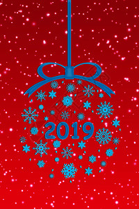 祝贺新年2019红色圣诞节背景插图图片