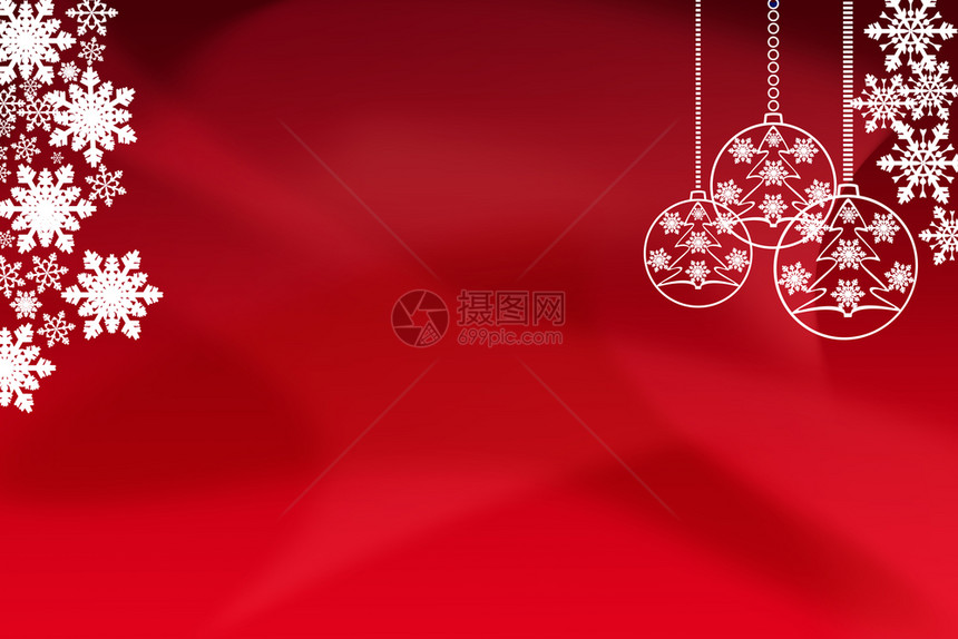 圣诞屏幕保护节背景和新年问候雪花红背景圣诞球和登记地点图片