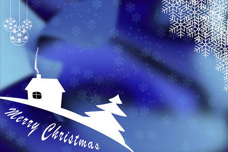 包含圣诞节球和雪花的蓝色背景圣诞节问候模板图片