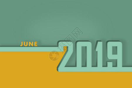 日历页面演示文稿或祝贺的模板新年2019的June图片