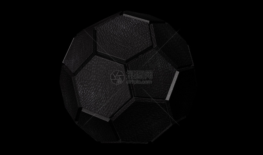 3d以黑色背景隔离的足球3d图片