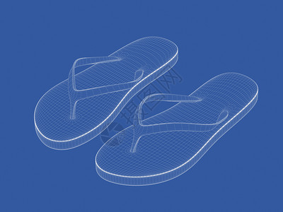 3D蓝色背景的3电线框架模型图片