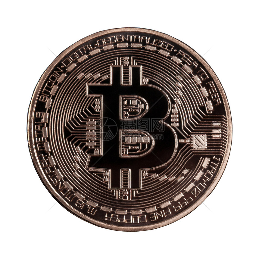 Bitcon或物理数字货币密码铜硬用于今后将数字货币或钱包作为商业使用孤立在白背景高分辨率图片