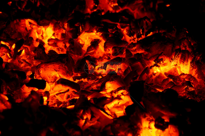 壁炉里烧焦的木柴接近背景图片