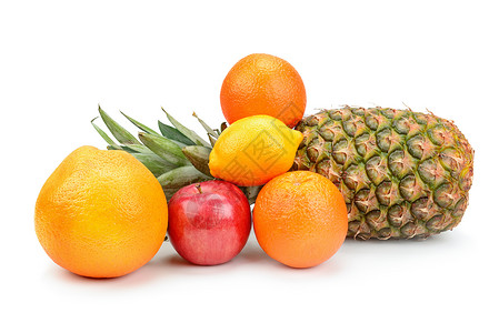 在白色背景上分离的一组水果健康的食物图片