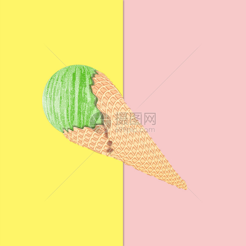 抽象的stylized绿色冰淇淋锥形图解设计图片