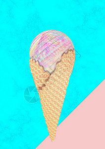 抽象的styl化全息式冰淇淋锥形图解设计图片
